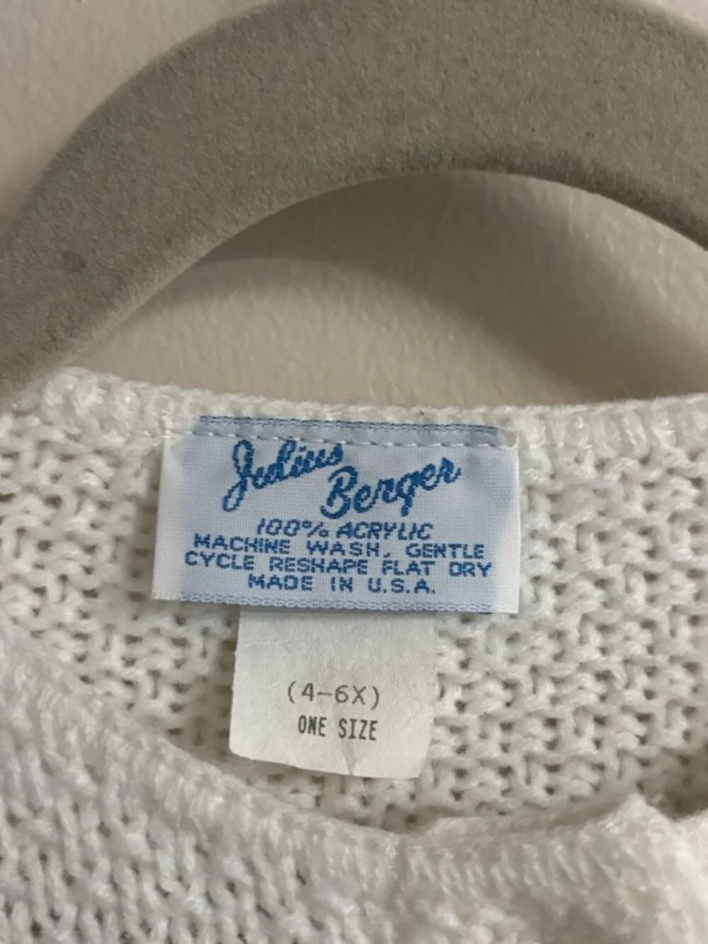 1960s Julius Berger Knit Sweater Cape Poncho Size 4-6 Kids Girls Acrylic Roses